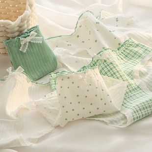 甜美女生无痕透气中腰日系学生少女短裤 薄款 纯棉全棉夏季 女士内裤