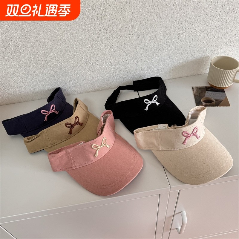 空顶帽女学生跑步运动防晒遮阳帽子夏甜美可爱蝴蝶结店铺装饰逼真