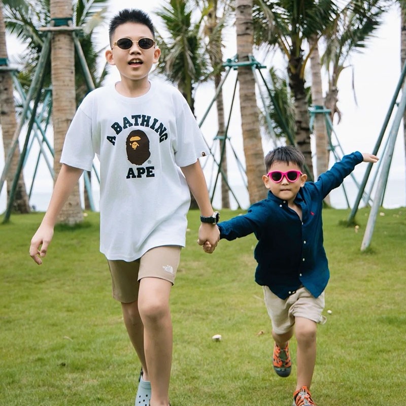 夏季BAPE儿童短袖t恤潮牌男女纯棉宽松猿人头SHARKAPE洋