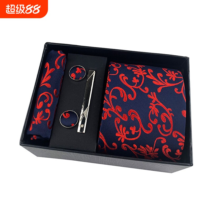 厂家批发男士领带商务正装结婚照西服配饰领带袖扣方巾领带礼盒装