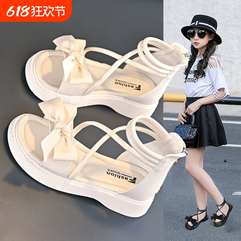 女童凉鞋夏款2025新款爆款小女孩公主中大童夏季软底罗马儿童鞋子