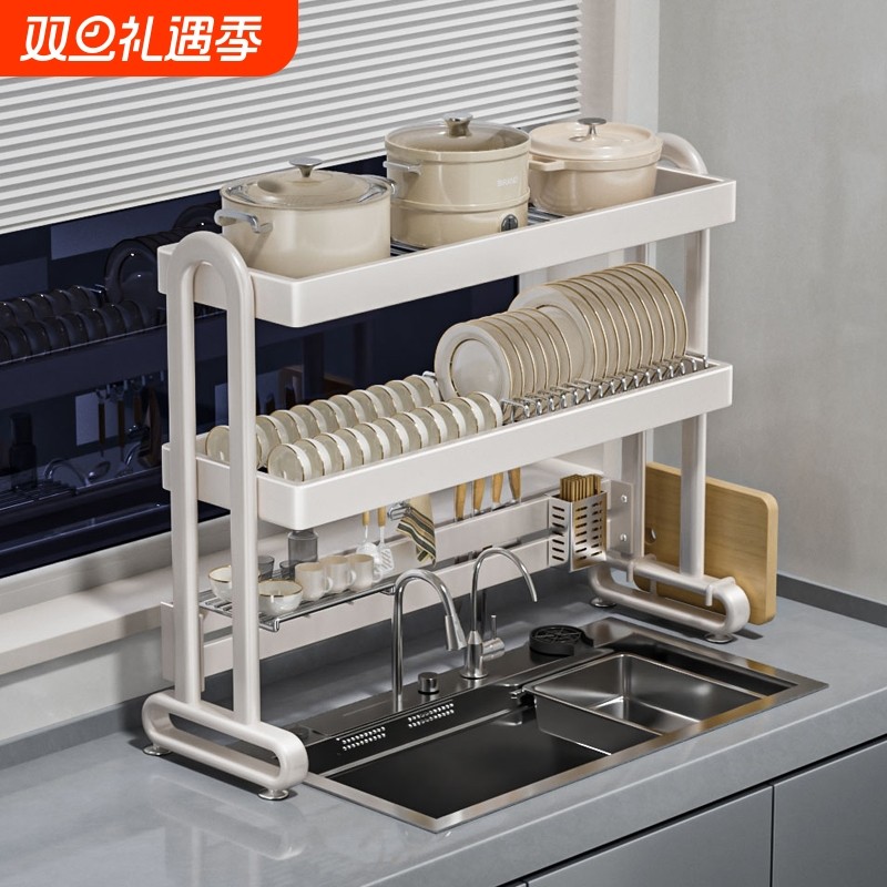 不锈钢厨房水槽置物架碗碟收纳水池多功能台面家用放碗盘沥水碗架