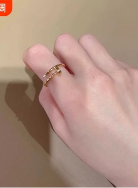 原创无钻钉子戒指女小众设计感高级轻奢食指戒情侣对戒玫瑰金黄金