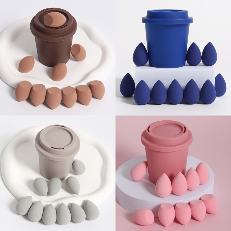 独立包装葫芦防发霉美妆蛋咖啡杯带收纳盒彩妆蛋透气水滴斜切粉扑