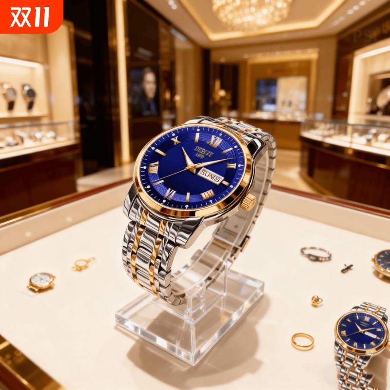 男款手表防水石英腕表高级感男士全自动非机械表正品名牌钢带商务