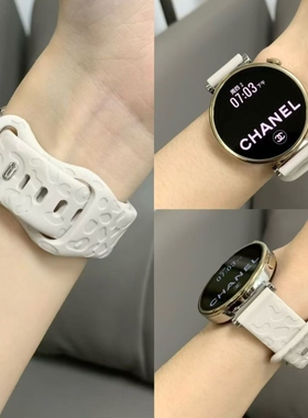 适用华为GT5/GT6/Watch4pro新款猫爪纹硅胶表带GT4/GT3pro手表男女款透气GT2//Watch541mm红色紫色蓝色