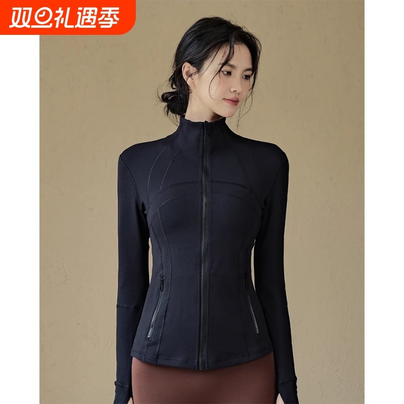 专业瑜伽外套女秋冬款高级感运动上衣夹克时尚立领健身服大码速干