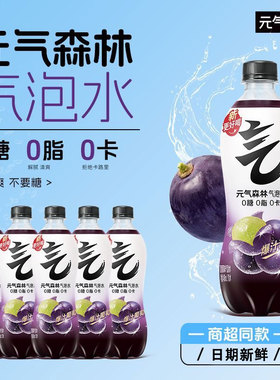 元气森林气泡水0糖0脂0卡汽水480ml*9瓶装夏黑葡萄白桃橙味口味