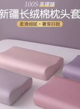 100s长绒棉乳胶枕套一对家用60x40cm纯棉记忆枕头套儿童30x50内胆