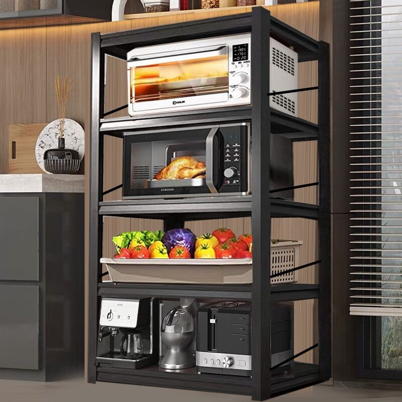 厨房置物架落地多层收纳架子斜钢围挡多功能烤箱家用调料储物锅架