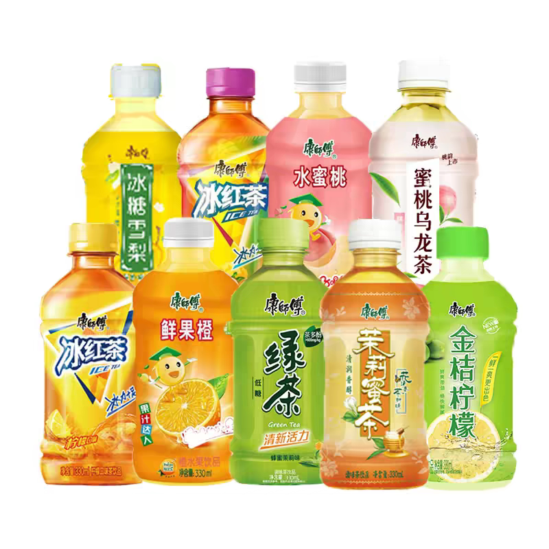 康师傅茶饮料330ml12瓶冰红茶茉莉蜜茶整箱包邮瓶绿茶瓶装乌龙茶图片