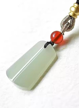 新款和田玉平安无事牌项链吊坠真玉石男女挂件白玉礼物送女友男友