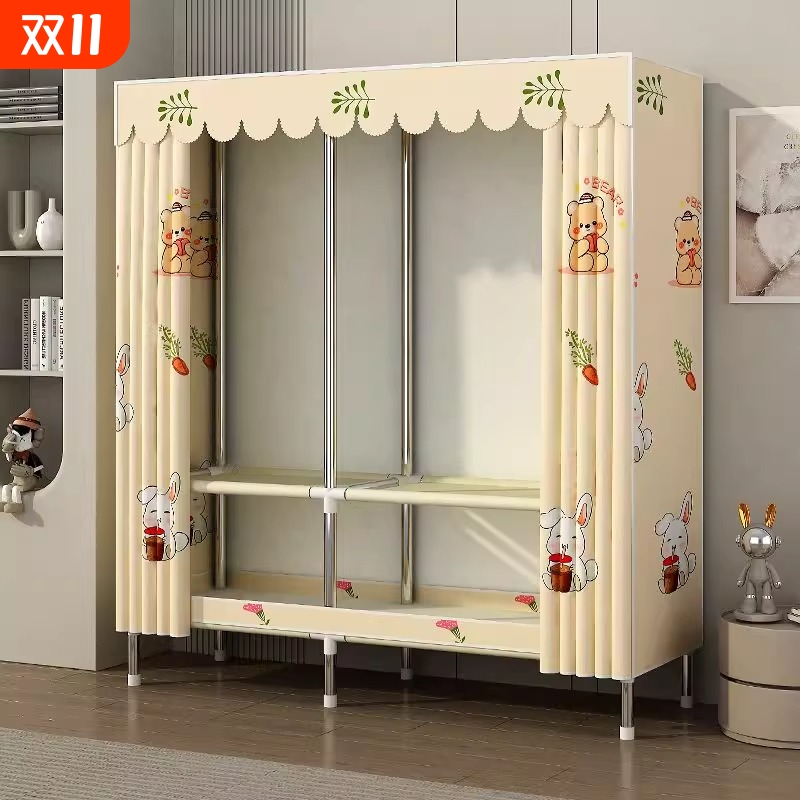 简易衣柜家用卧室布衣柜出租房屋结实耐用经济型衣橱单人小型柜子