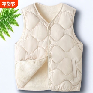 秋冬季中老年女装加绒加厚加棉保暖马甲偏大妈妈装马夹棉背心内胆
