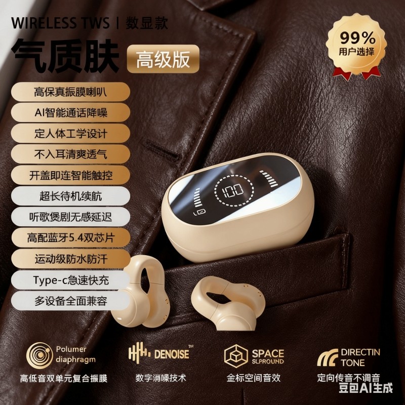 不入耳蓝牙耳机2025新款骨传导真无线耳夹式运动原装正品适用oppo,影音电器,蓝牙耳机,淘宝优惠券,粉丝福利购,淘宝优惠卷