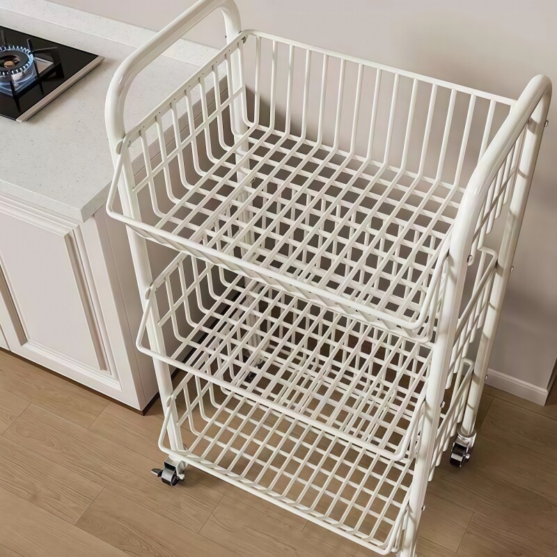 厨房菜篮子置物架多层落地储物架放果蔬菜架子小推车多功能收纳筐