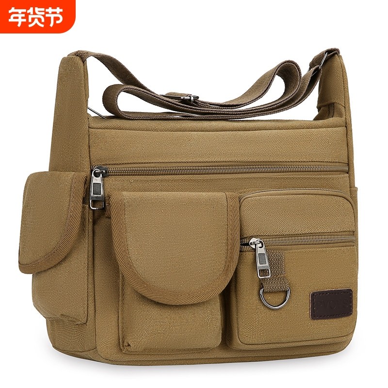 工地工作大容量多层工具包休闲男包男包帆布单肩大包日韩斜挎包