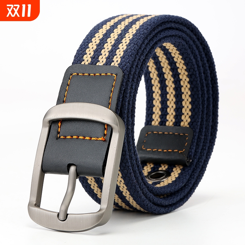 古侍帆布腰带男女士高级感编织皮带针扣休闲时尚户外运动牛仔裤带