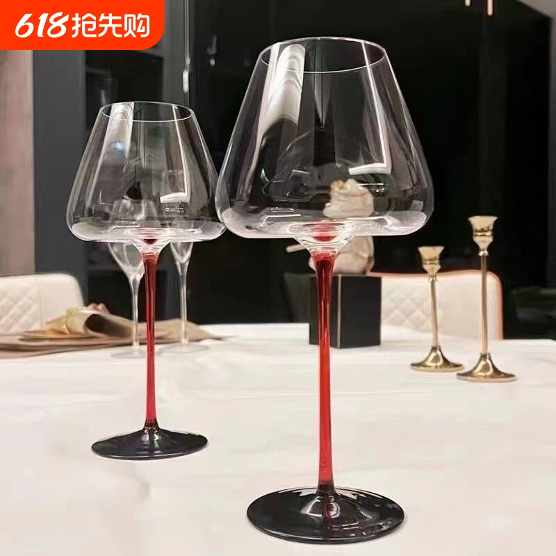 黑领结勃肯第高档红酒杯高颜值仙气家用红挺黑底水晶玻璃高脚杯子