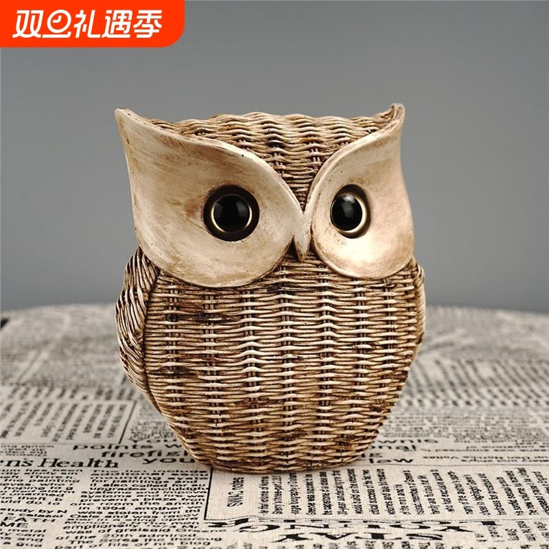 跨境热销树脂摆件猫头鹰工艺品家居好物北欧风客厅桌面电视柜装饰