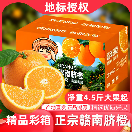 【赣州直发】正宗江西赣南脐橙净重4.5斤大果新鲜水果橙子果王
