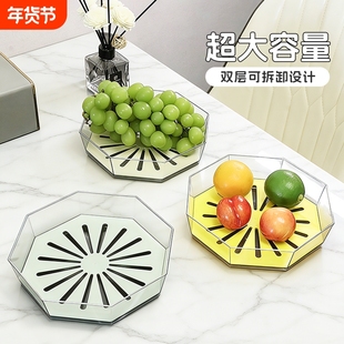水果盘大容量超大客厅茶几家用沥水果盘轻奢零食摆放盘子2025新款