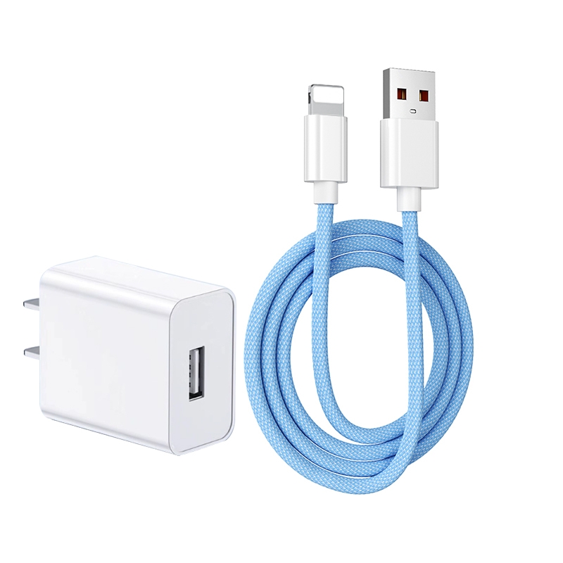 2A快充头+1.0米适用苹果炫彩编织线充电套装