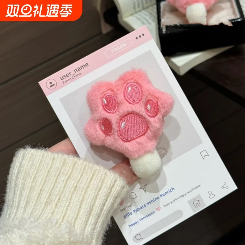 疯狂动物城可爱爪爪冰棍发夹卡通粉色猫爪发夹甜美少女刘海侧边夹