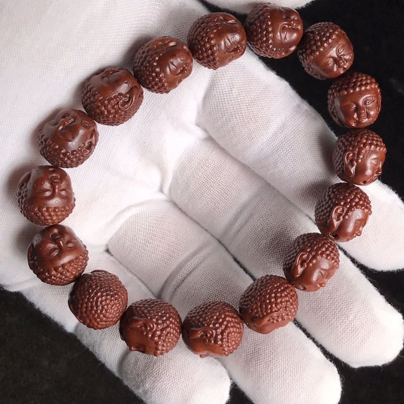 紫金鼠雕刻宝宝佛头雕刻龙头三通