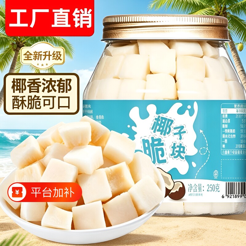 椰子脆块250g原味椰肉片椰子角椰子干海南三亚特产零食椰干椰子肉