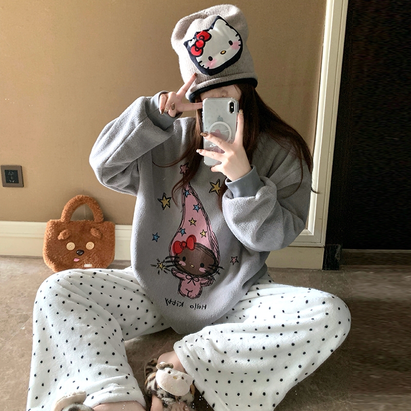 HelloKitty珊瑚绒睡衣女款秋冬季