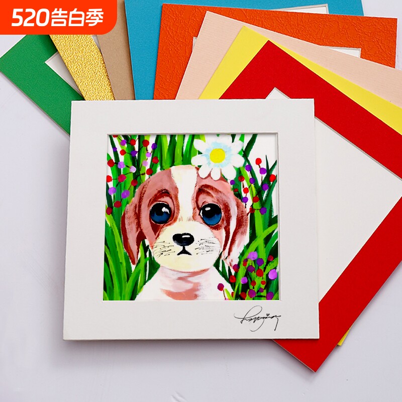 10个装 正方形画框简易儿童画框装裱框水彩油画棒方形剪纸小相框