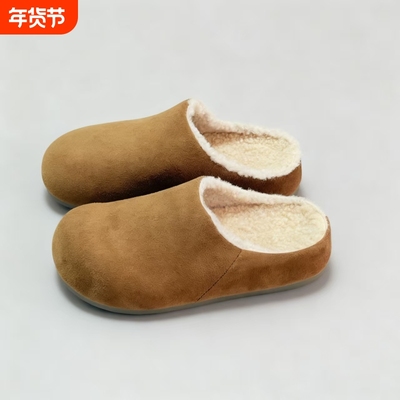 KELANTINO/珂莱天奴秋冬两用包跟棉拖女静音居家软底绒底保暖情侣