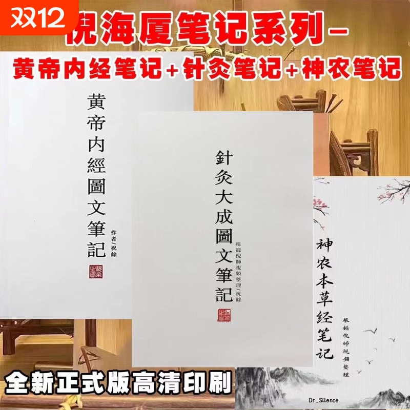 倪海厦针灸大成图文笔记 金匮要略笔记 黄帝内经 神农本草经 伤寒论 天纪图文解析最新版正版