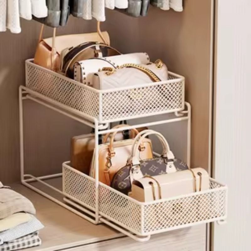 衣柜内抽屉包包收纳分隔板的置物架存放盒抽拉架子放置展示柜挂袋