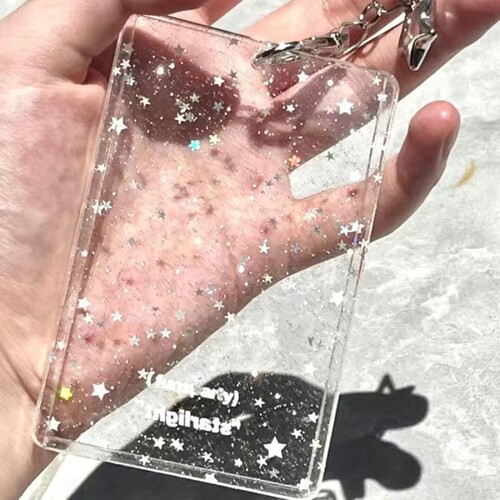 星星细闪NFC感应卡套学生滑盖饭卡地铁电瓶车小区卡包学生卡公交卡身份证件门禁卡工作证件套挂件