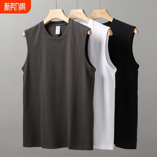 坎肩健身短袖 ins白色宽松无袖 t恤男黑色日系 背心夏季 纯棉运动男士