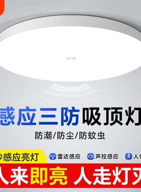 LED人体智能感应声光控雷达感应三防灯天花灯过道楼梯走廊吸顶灯