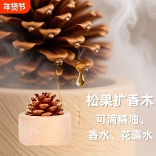 风油精花露水无火香薰扩散器松果扩香木摆件车载精油持久家用留香