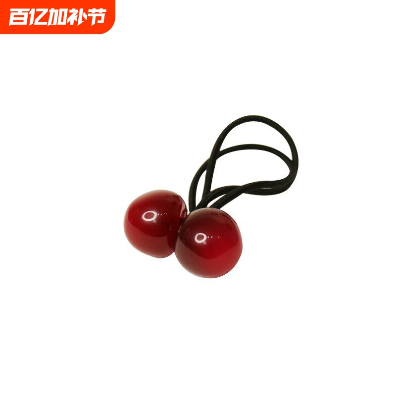 高颜值红色发圈樱桃皮筋简约高弹力网红可爱水果头绳日系双球发绳