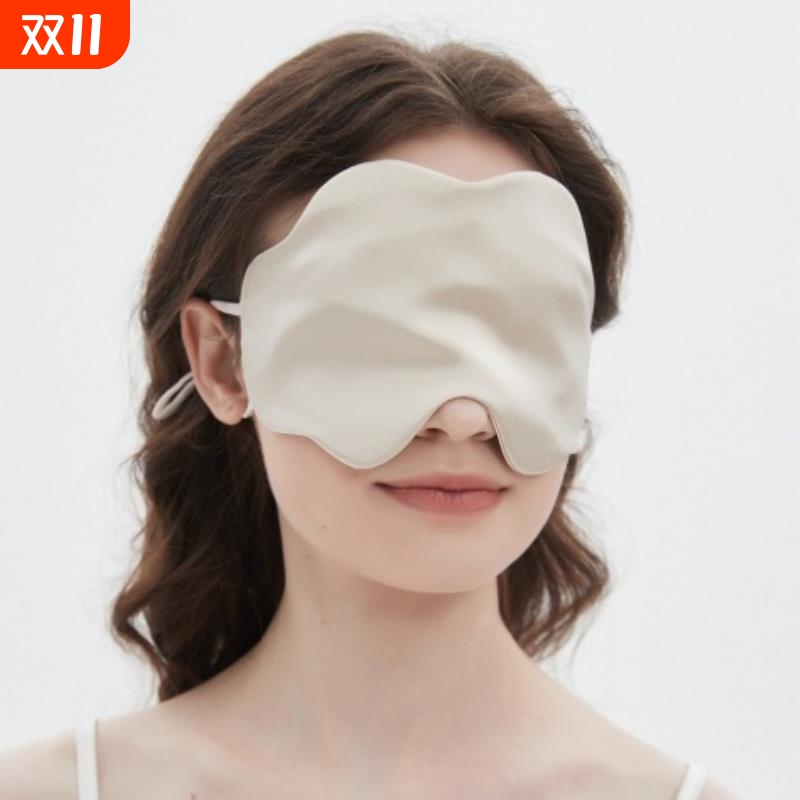真丝云朵眼罩 遮光旅行睡眠双面眼罩 挂耳桑蚕丝透气眼罩跨境批发