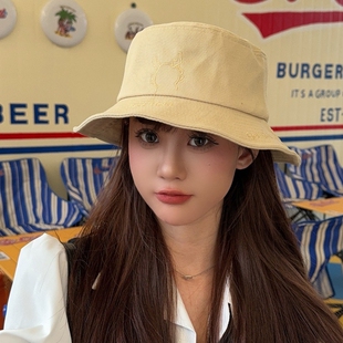 夏季新款显脸小遮阳渔夫帽子女甜美可爱韩版百搭大沿店铺装饰逼真