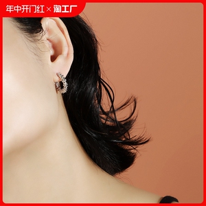 S925纯银碎银子耳钉女百搭轻奢时尚小众高级设计耳环青岛饰品