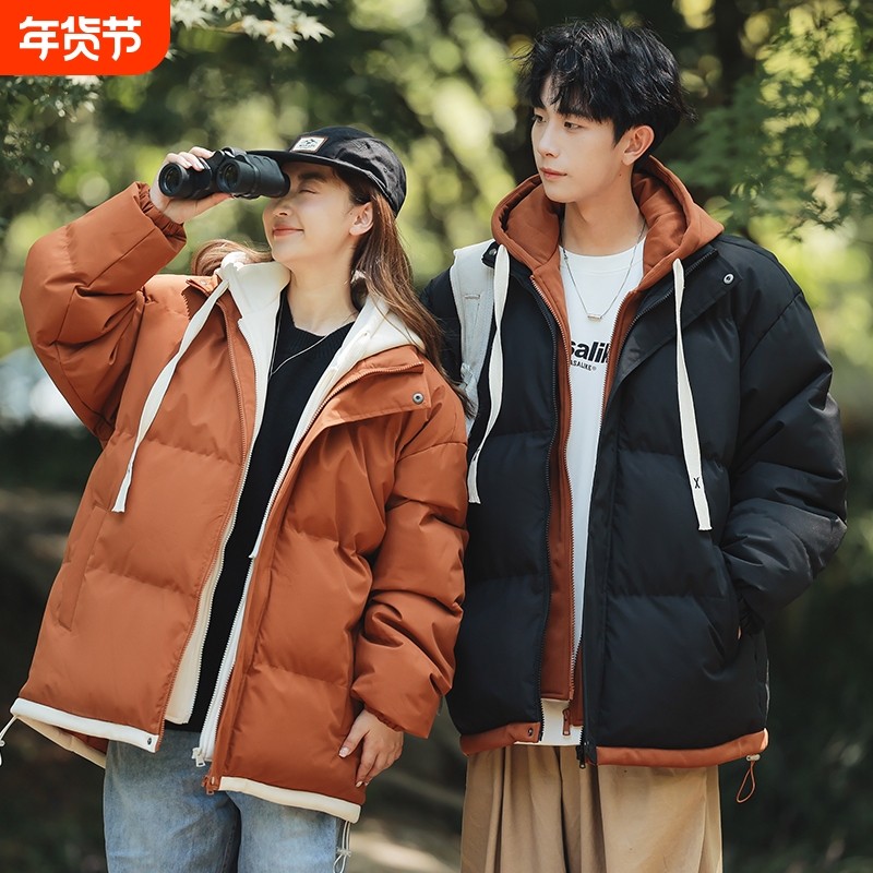 冬季新款石墨烯港风潮牌棉衣青年情侣时尚休闲百搭保暖连帽外套