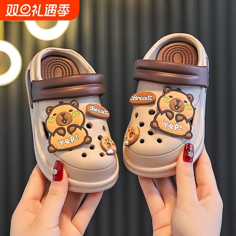 卡皮巴拉洞洞鞋男2025夏宝宝家居婴幼儿女童卡通软底防滑拖鞋儿童