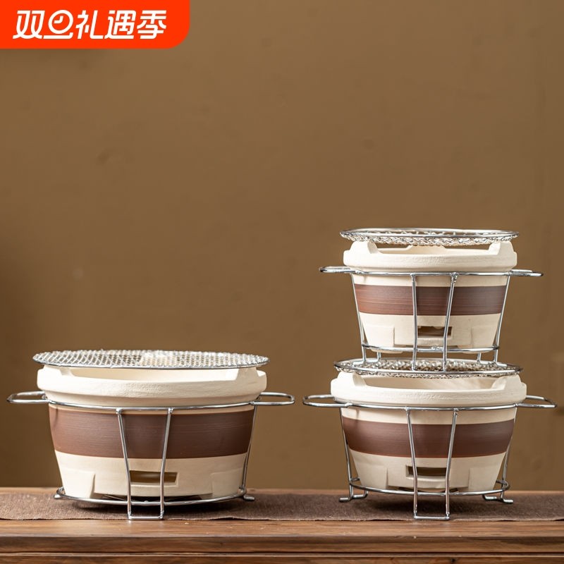 碳炉围炉煮茶家用室内老式炭炉打边炉泥烧烤炉陶土煮茶炉红泥烤网
