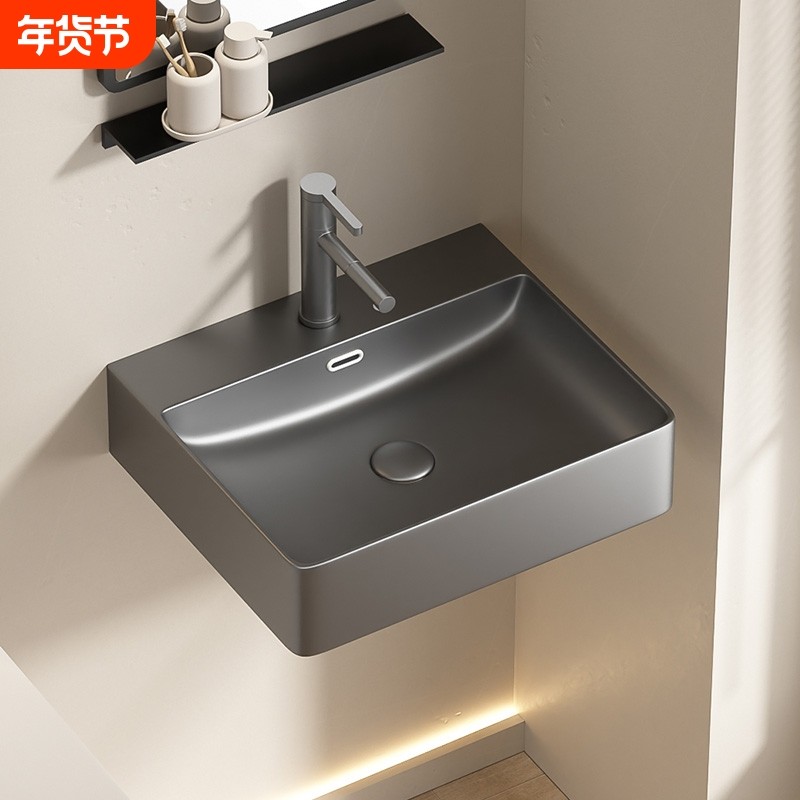 陶瓷挂墙悬挂式洗手盆小户型一体盆壁挂盘台盆一体式台面艺术面盆,家装主材,挂墙式洗脸盆,淘宝优惠券,粉丝福利购,淘宝优惠卷