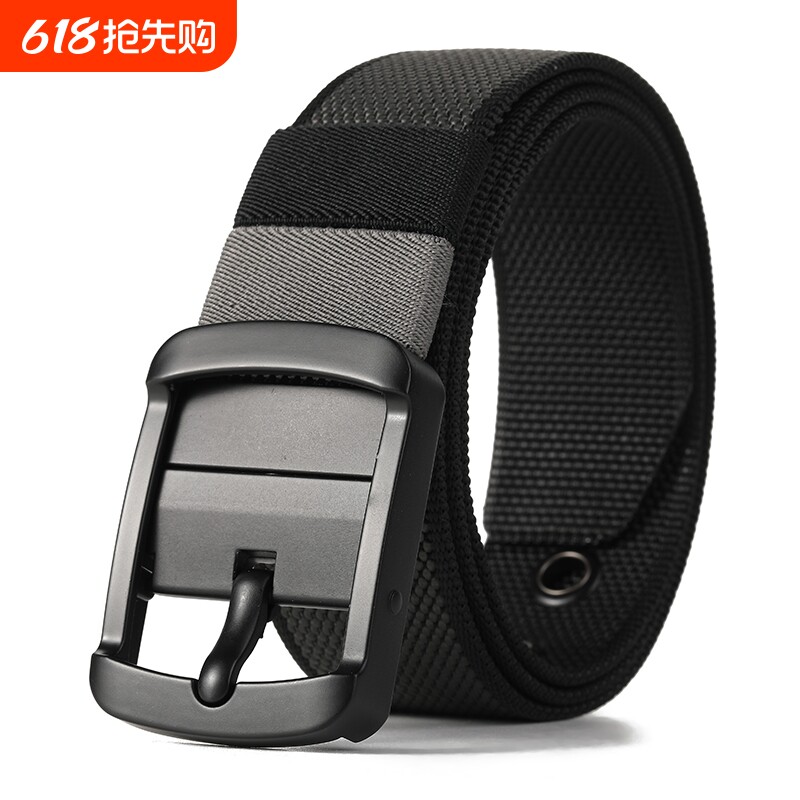 加厚双面尼龙皮带男士休闲旋转针扣帆布腰带百搭工装牛仔裤裤带潮