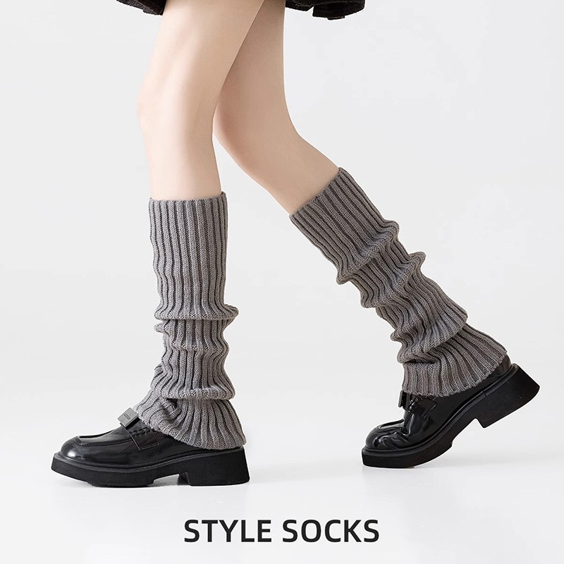 灰色袜套袜子女款堆堆袜秋冬加厚保暖中筒小腿袜韩系腿套配雪地靴