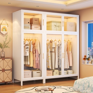 钢制衣柜简易衣柜卧室家用加厚铁艺收纳柜子出租房用儿童宝宝衣橱